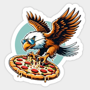 Funny Eagle hunting for Pizza Sticker